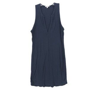 JAMES PERSE Navy Blue Split V-Neck Tank Dress Cotton Modal Lined Size 3 - LARGE